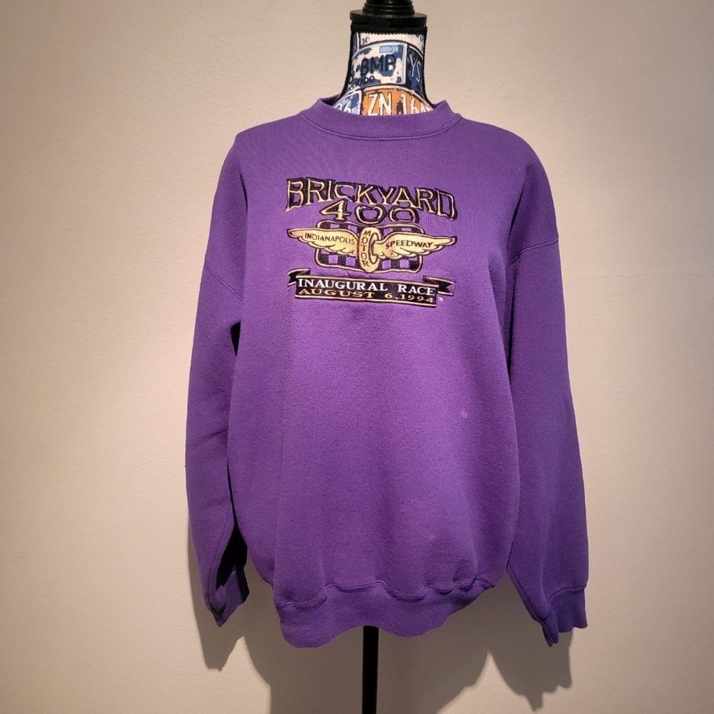 VINTAGE NASCAR BRICKYARD 400 CREWNECK SWEATSHIRT SIZE XL MADE IN USA. PUR8